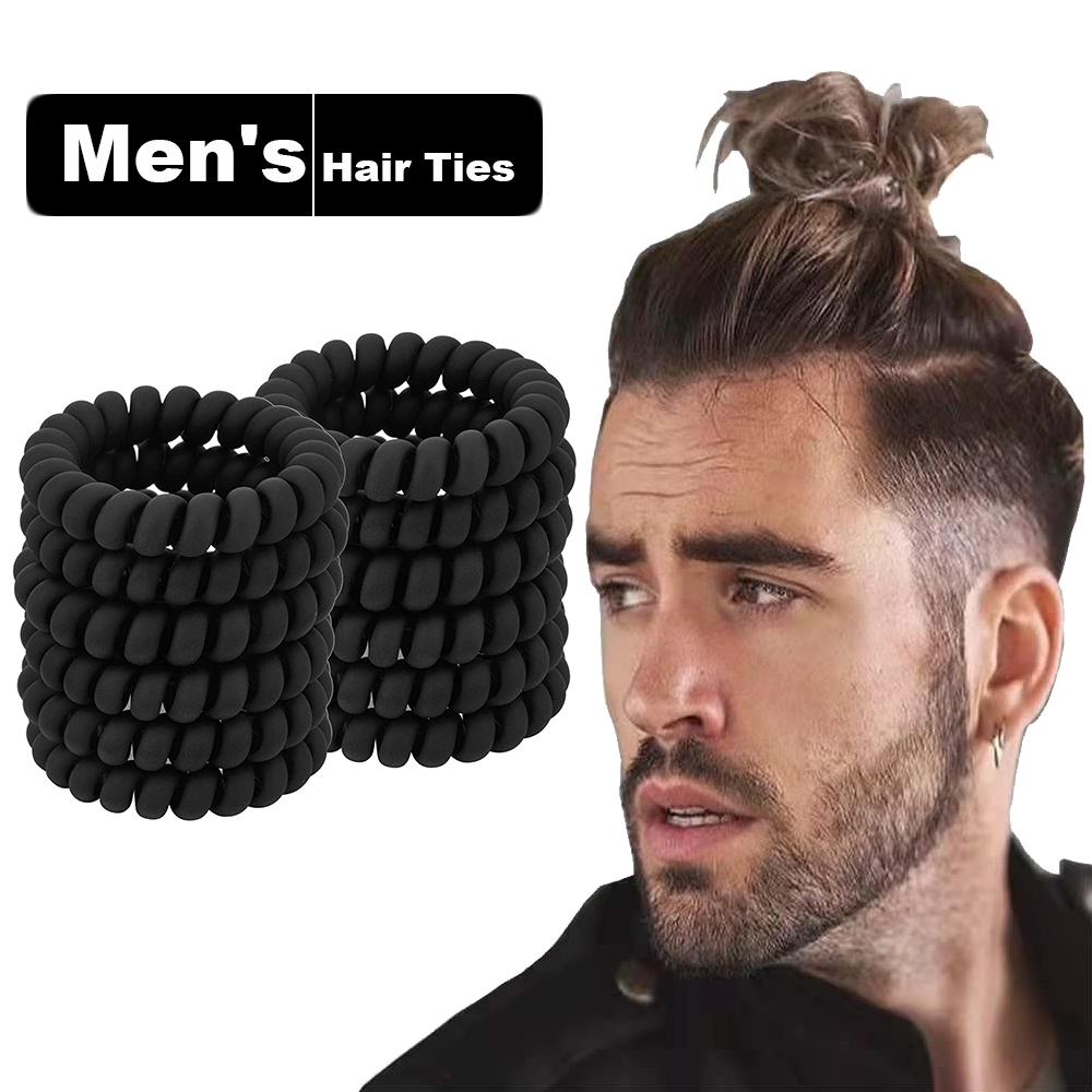 Tech Accessories For Men - Black Spiral Hair Ties Matte Elastic