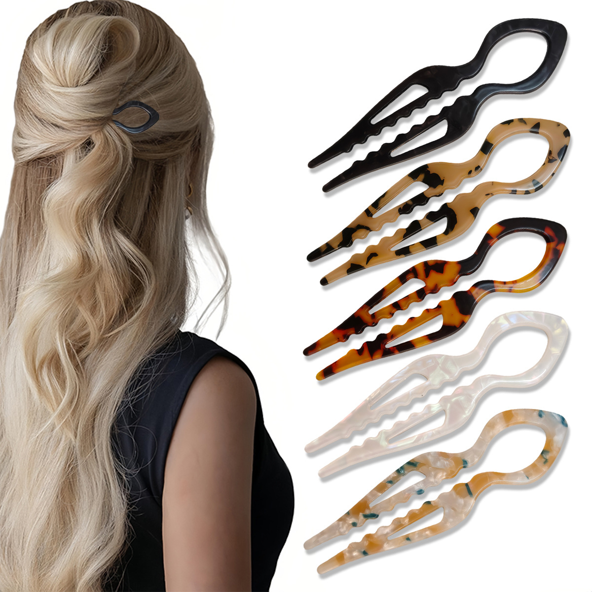 U-Shaped Hair Sticks Tortoises - Tech Accessories Women ulasan dan harga
